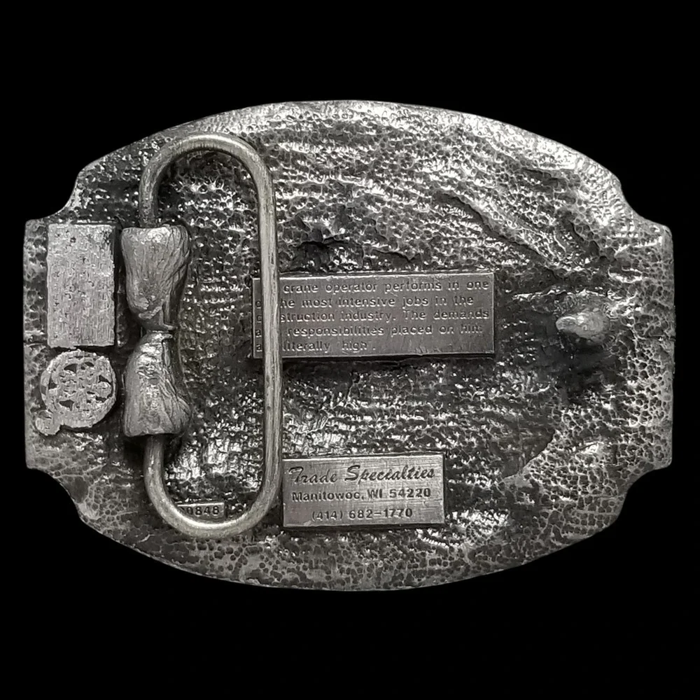 Crane Operator Belt Buckle Construction Heavy Equipment Trade Specialties Pewter